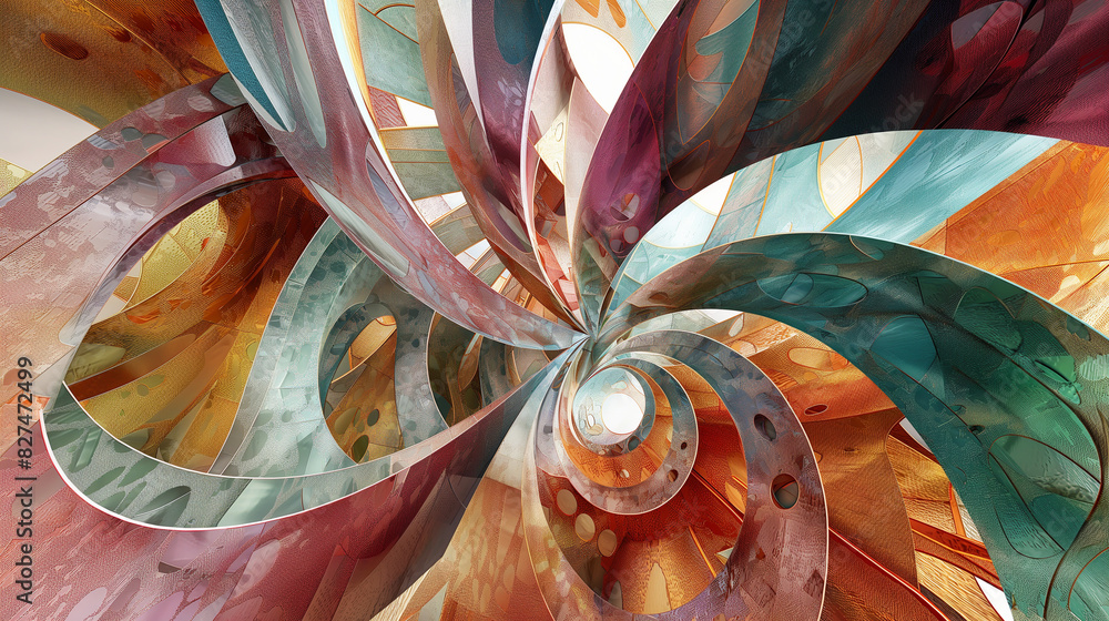 Poster 5. **abstract exploration**: showcase an abstract 3d artwork that invites viewers to explore a kalei