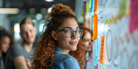 Marketing team brainstorming creative solutions for new startup project in collaborative meeting. Concept Marketing Strategies, Startup Solutions, Creative Brainstorming, Collaborative Meeting