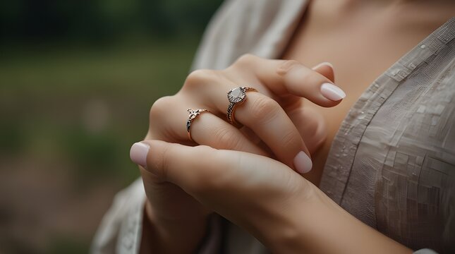 a bautifull ladys aor ring holding in her hand.generative.ai