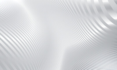 Abstract futuristic white silver architecture background with 3D waves stripes pattern, interesting metal striped background. 3d metallic curve waves. Futuristic interior concept. Premium Vector EPS10