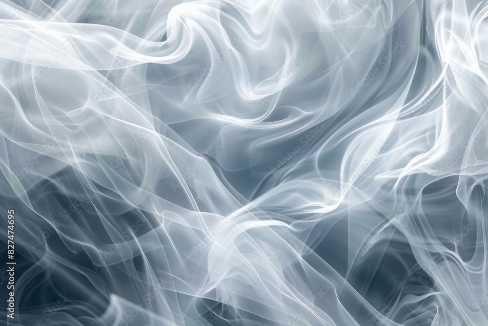 Poster abstract background featuring swirling smoke patterns in shades of gray, creating a mystical and dyn