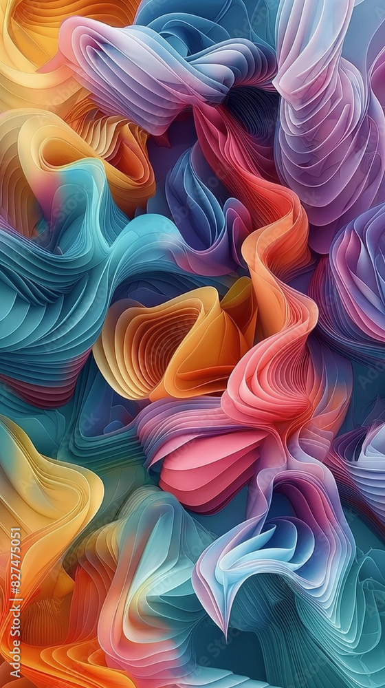 Poster 2. **surreal symphony**: showcase an abstract 3d artwork filled with swirling colors and surreal sha