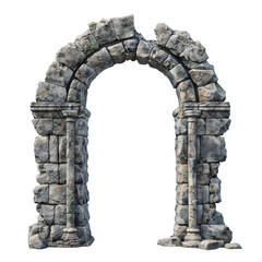 Ancient stone archway with weathered stones, cut out