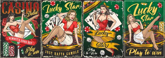 Casino vegas set flyer colorful