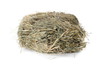 Dried hay isolated on white. Livestock feed