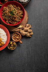 Buffet table full of lunch assorted dishes Peru Peruvian food