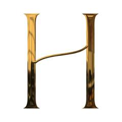 Stylish 3D Luxury Shiny Golden Chrome Effect Alphabet Letter H