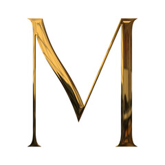 Stylish 3D Luxury Shiny Golden Chrome Effect Alphabet Letter M