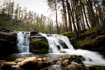 Tonto Falls, in Arizona's Tonto National Forest, flowing full after a wet spring. 
