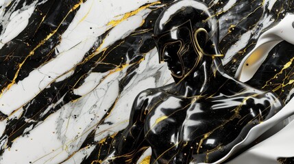 Abstract Stoical Expressionism and Timeless Classicism in an Epic Ancient Mythology Stoic Figure Portraying the Stoicism Existence