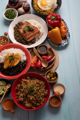 Buffet table full of lunch assorted dishes Peru Peruvian food