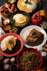 Buffet table full of lunch assorted dishes Peru Peruvian food