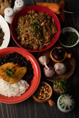 Buffet table full of lunch assorted dishes Peru Peruvian food