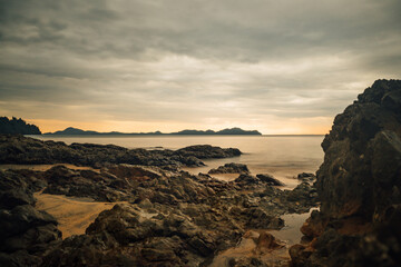 sea sky sunset orange background