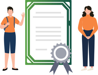 Boy and girl looking at the certificate.