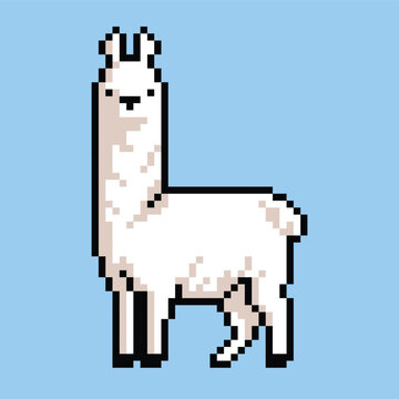 Cute llama pixel art illustrations vector