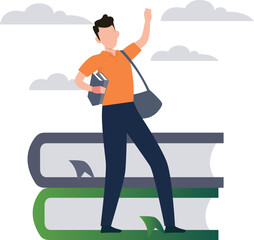 The boy is going to college.