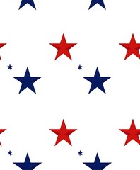 Obraz premium White, blue, red stars, USA, 4th of July, , seamless pattern, contemporary design for paper, cover, fabric, interior decor, web, textile