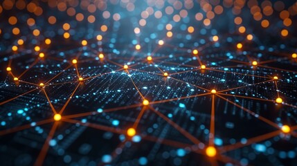 Obraz premium Abstract network grid representing IoT, connecting various devices, soft blue background