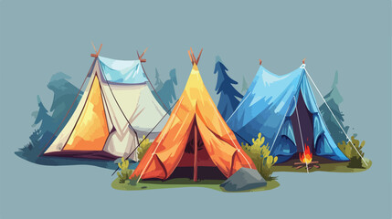 Camping tent cartoon icon. Outdoor tourist shelter Ca