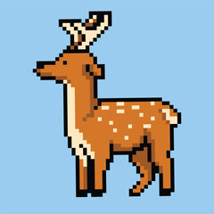 Deer animal pixel art  illustrations vector