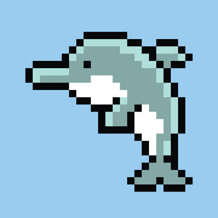 dolphin sea animals pixel art illustrations vector 
