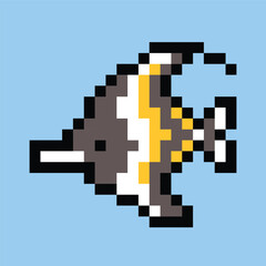 Aquatic fish animal pixel art illustrations