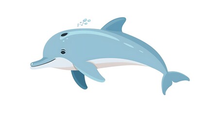 friendly cute blue sea mammal dolphin jumping out water blowhole illustration generative ai