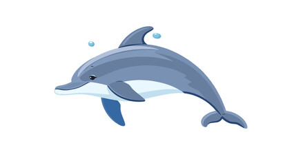 friendly cute blue sea mammal dolphin jumping out water resizable vector generative ai