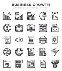 Set of Business Growth Icons. Simple line art style icons pack.