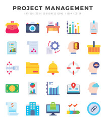 Project Management web icons in Flat style.