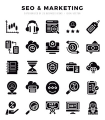 SEO & Marketing icon pack for your website. mobile. presentation. and logo design.