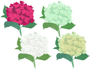 紫陽花茎付き４色セット（B）