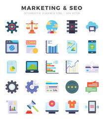 Set of Marketing & Seo Icons Flat icons collection.