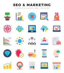 Set of SEO & MARKETING icons. Vector Illustration.