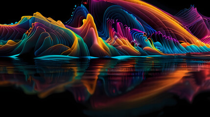 Abstract Background With Neon Lighting In  Zig Zag Shape Theme