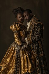 Renaissance Royalty Inspired African Couple in Traditional Costumes