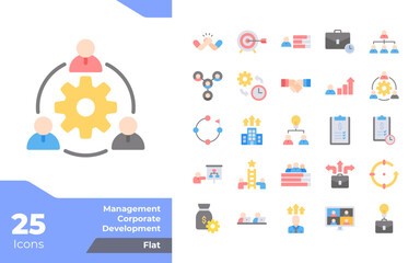 Management Corporate Development Flat Icons