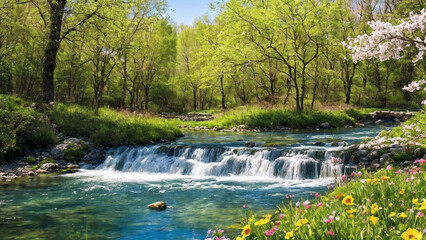 calm river in springtime
