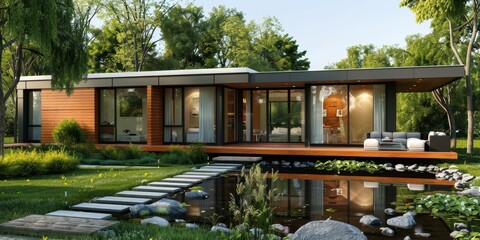 Fototapeta premium Modern House in Harmony with Nature