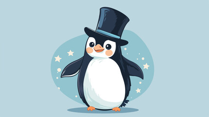 Cute penguin in a hat. Vector illustration for cards
