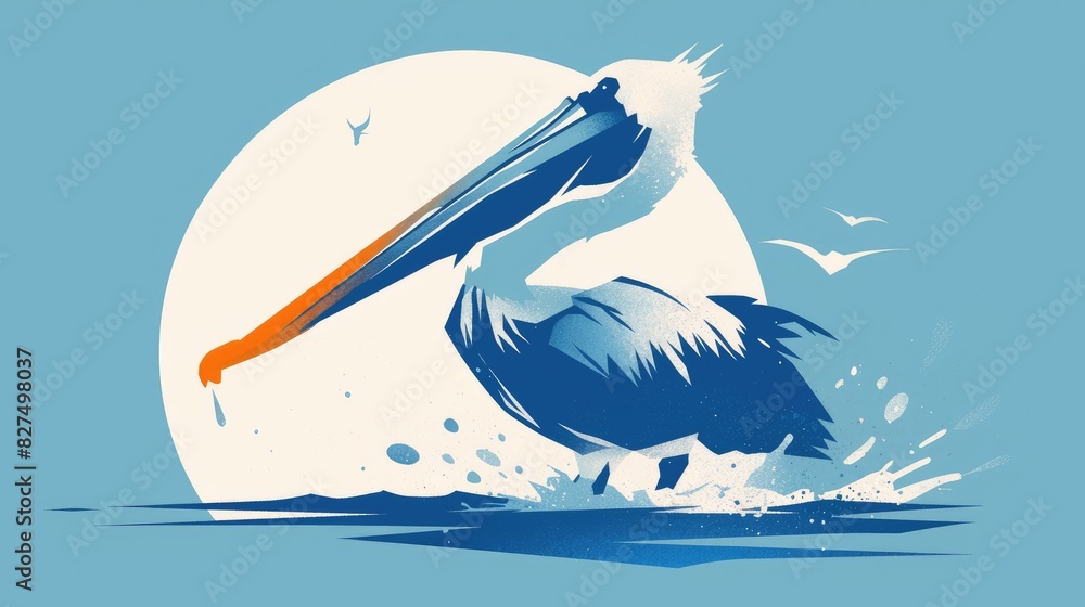 Canvas Prints A pelican inspired logo design featuring the animal catching fish is suitable for any company