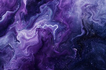 Abstract artistic background depicting a mesmerizing swirl of cosmic marble in shades of purple, white, and blue, resembling a distant galaxy in a vast universe