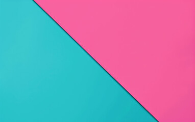 Abstract background with a diagonal split in vivid pink and blue colors. Minimalistic design for modern and creative use.
