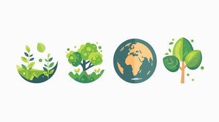 Ecology icon Four . Symbols of green environment. 