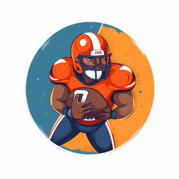 recommend clip art: American Football Player with Ball in field,Cartoon quarterback picture,vector illustration cartoon.