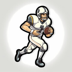 American Football Player with Ball in field,Cartoon quarterback picture,vector illustration cartoon.