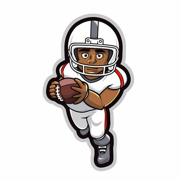 recommend clip art: American Football Player with Ball in field,Cartoon quarterback picture,vector illustration cartoon.