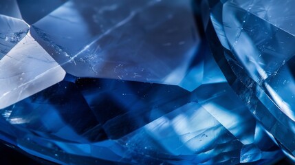 Close-Up of Polished Sapphire Gemstone with Smooth Textures and Deep Blue Hues for Jewel Analysis or Artistic Prints