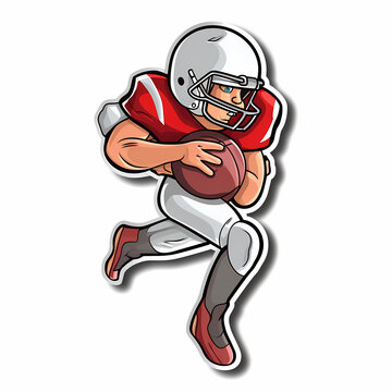 recommend clip art: American Football Player with Ball in field,Cartoon quarterback picture,vector illustration cartoon.